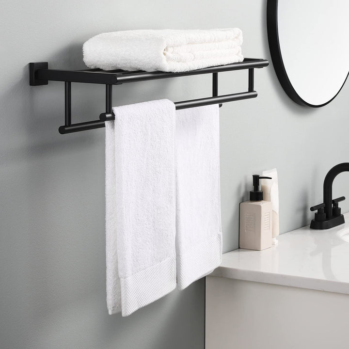 Bathroom Towel Rack with Double Towel Bar, 16-Inch Towel Holder Wall Mount, SUS304 Stainless Steel Brushed Finish, A2112S40-2