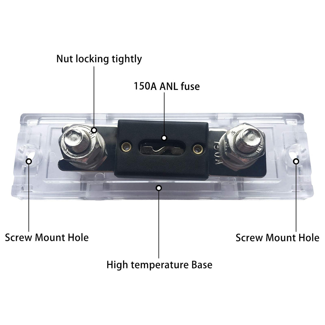 0/2/4/8 Gauge AWG 150 Amp ANL Fuse Holder Wire Inline Fuse for Car Audio (150A) (2 Packs)