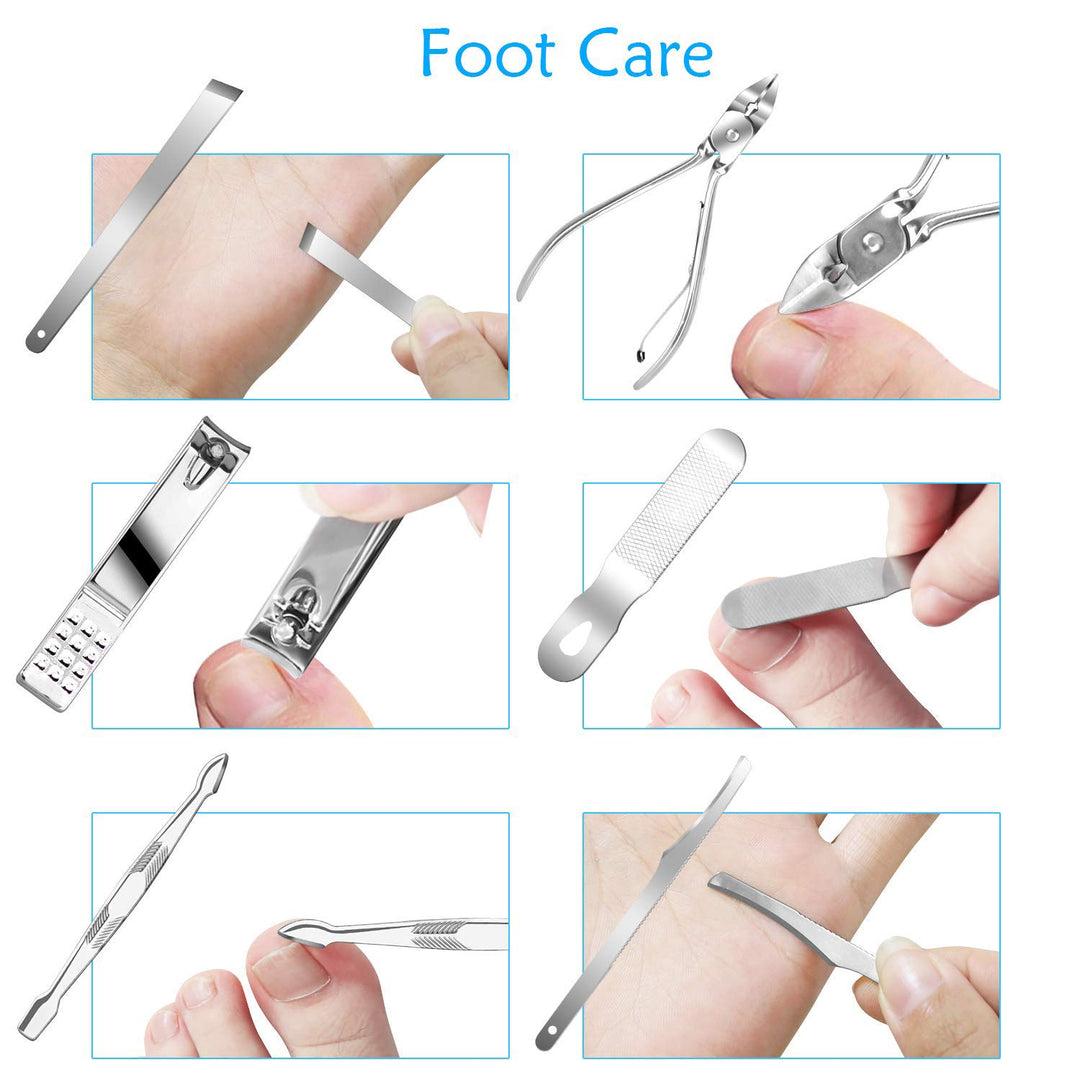 Manicure Set Nail Clippers Pedicure Kit -19 Pieces Stainless Steel Manicure Kit, Professional Grooming Kits, Nail Care Tools with Luxurious Travel Case (Gold)