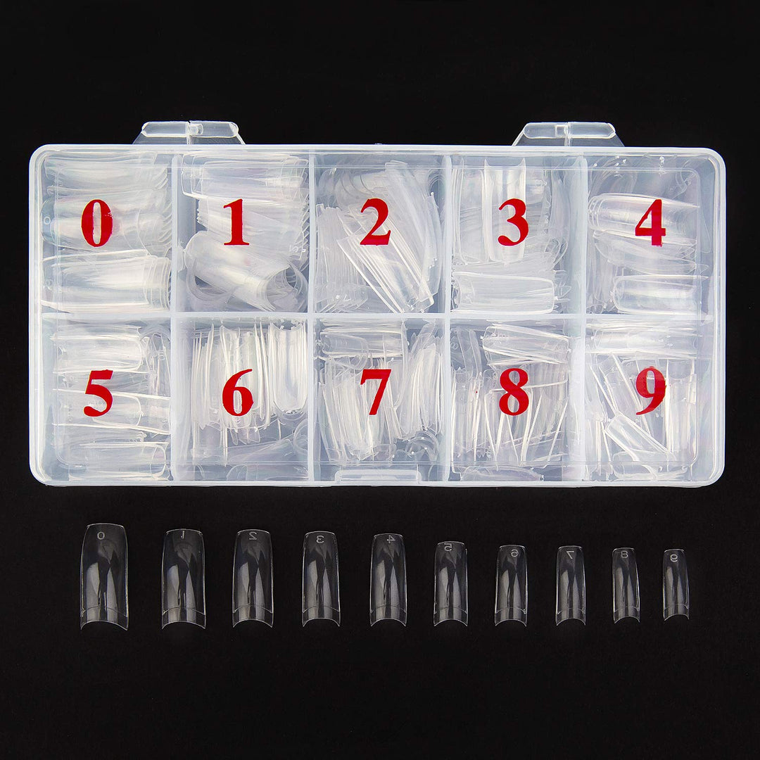 Acrylic Nail Tips Clear 500Pcs French Artificial False Tip for Manicure Nails Art Salons &amp; Home DIY