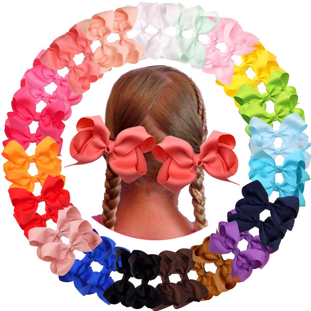 40 Pieces 4.5 Inch Hair Bows Clips Grosgrain Ribbon Boutique Hair Bow Alligator Clips For Girls Teens Toddlers Kids (20 Colors in Pairs)