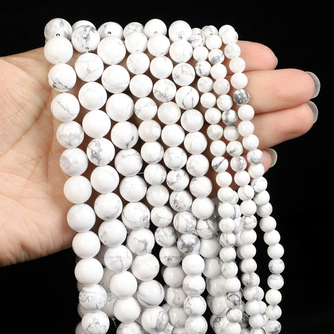 45pcs 8mm White Howlite Turquoise Round Loose Beads for Jewelry Making,Energy Healing Stone Beads,Enjoy DIY Making