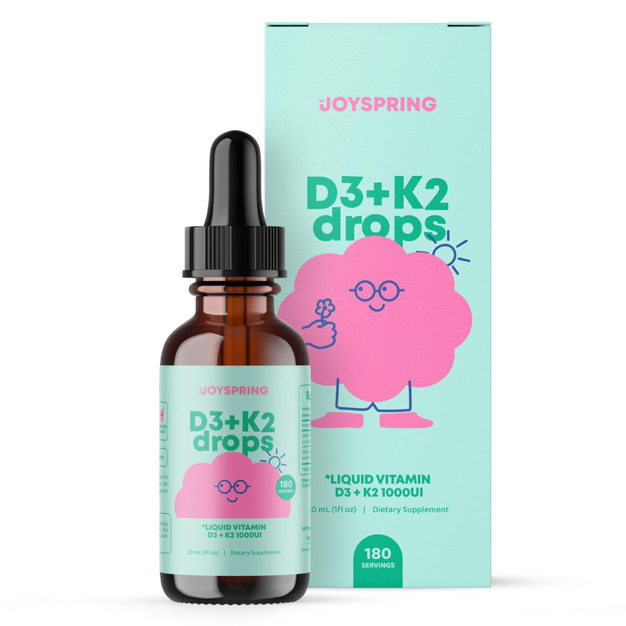 Vitamin D3 Kids Drops with K2 – Liquid Supplement for Calcium Absorption & Joint Health – 180 Servings (1 fl oz) – Vitamin D Kids Ages 3-18