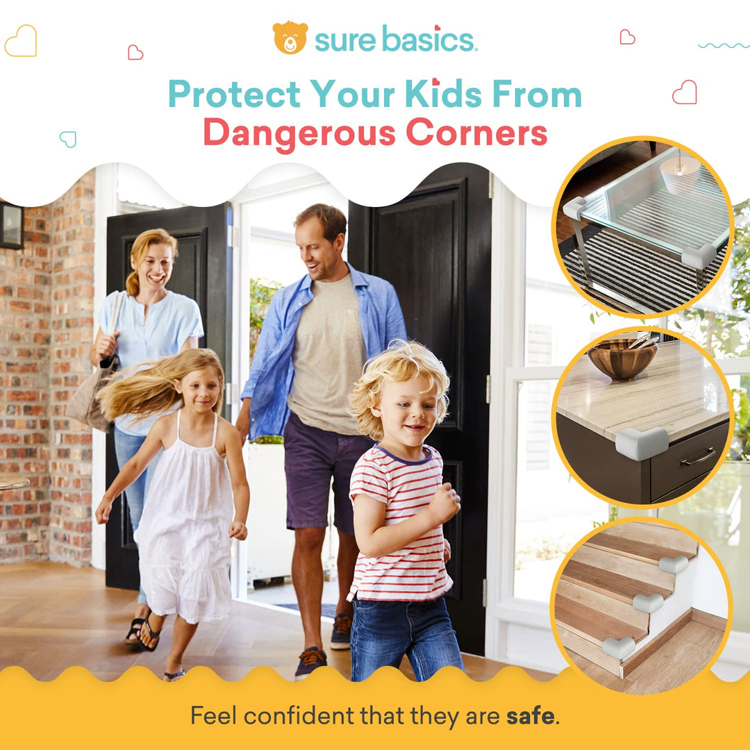 Furniture Corner &amp; Edge Safety Bumpers - Pre-Taped Extra Large Corner Covers Baby Safety, Gray, 8 Pack