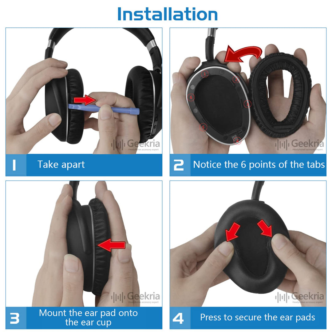 Geekria QuickFit Replacement Ear Pads for Sennheiser PXC 550 PXC 550-II Wireless MB 660 Series Headphones Ear Cushions, Headset Earpads, Ear Cups Cover Repair Parts (Black)