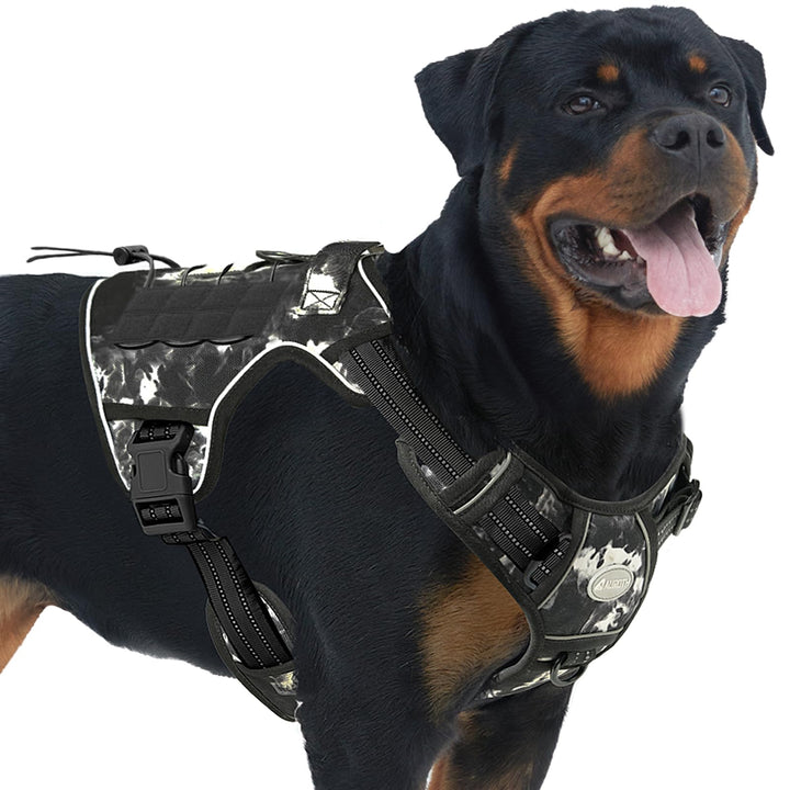 AUROTH Tactical Dog Harness for Small Medium Large Dogs No Pull Adjustable Pet Harness Reflective K9 Working Training Easy Control Pet Vest Military Service Dog Harnesses (L, Black Ink)