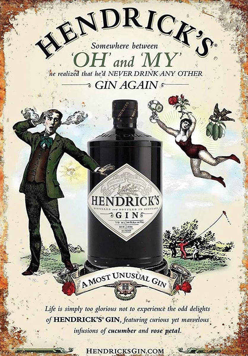 NGFD Hendricks Gin Drink Vintage Tin Sign Metal Decor M
