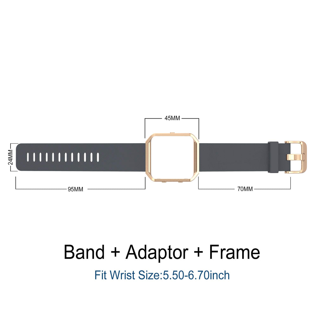 Sport Band Compatible with Fitbit Blaze Smartwatch Sport Fitness, Silicone Wrist Band with Meatl Frame Replacement for Fitbit Blaze Men Women, Small, Dark Grey Band+Black Frame