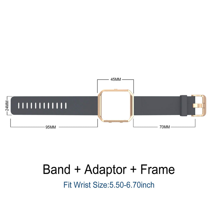 Sport Band Compatible with Fitbit Blaze Smartwatch Sport Fitness, Silicone Wrist Band with Meatl Frame Replacement for Fitbit Blaze Men Women, Small, Dark Grey Band+Black Frame