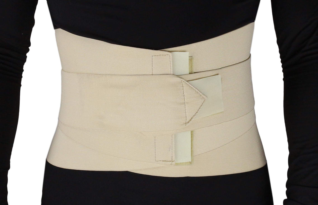 ObboMed MB-2530M Back, Lumbar, Abdominal Support Wrap Brace Belt with 4 Metal Stays Splints, Extra Double Side Straps Adjustable for Posture, Belly, Waist, Spine, Back Pain Relief (M: 34-37 inches)