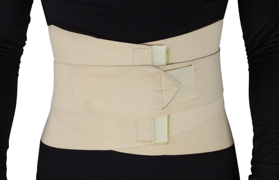 ObboMed MB-2530M Back, Lumbar, Abdominal Support Wrap Brace Belt with 4 Metal Stays Splints, Extra Double Side Straps Adjustable for Posture, Belly, Waist, Spine, Back Pain Relief (M: 34-37 inches)