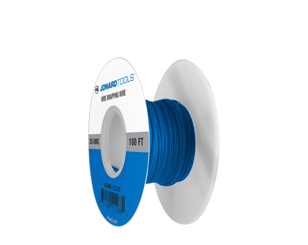 Jonard Tools R28B-0100 Blue Insulated Kynar Copper Wire Roll, 28 AWG, 100 ft Length