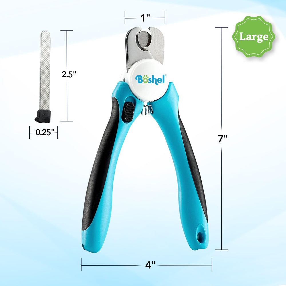 BOSHEL Dog Nail Clippers - Dog Nail Trimmers for Large Dog with Quick Sensor - Pet Nail Clippers for Dogs - Heavy Duty Pet Nail Trimmer with Safety Guard and Dog Nail File for Safe at Home Grooming