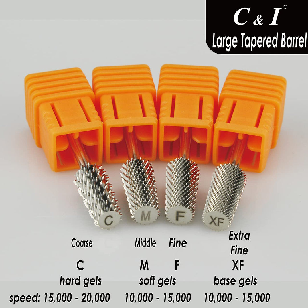 C &amp; I Large Tapered Barrel Nail Drill Bit, e-File for Manicure Drill Machine, Quick Remove Gel Nail, Acrylic Nail, Dip Powder Nails (Coarse -C)