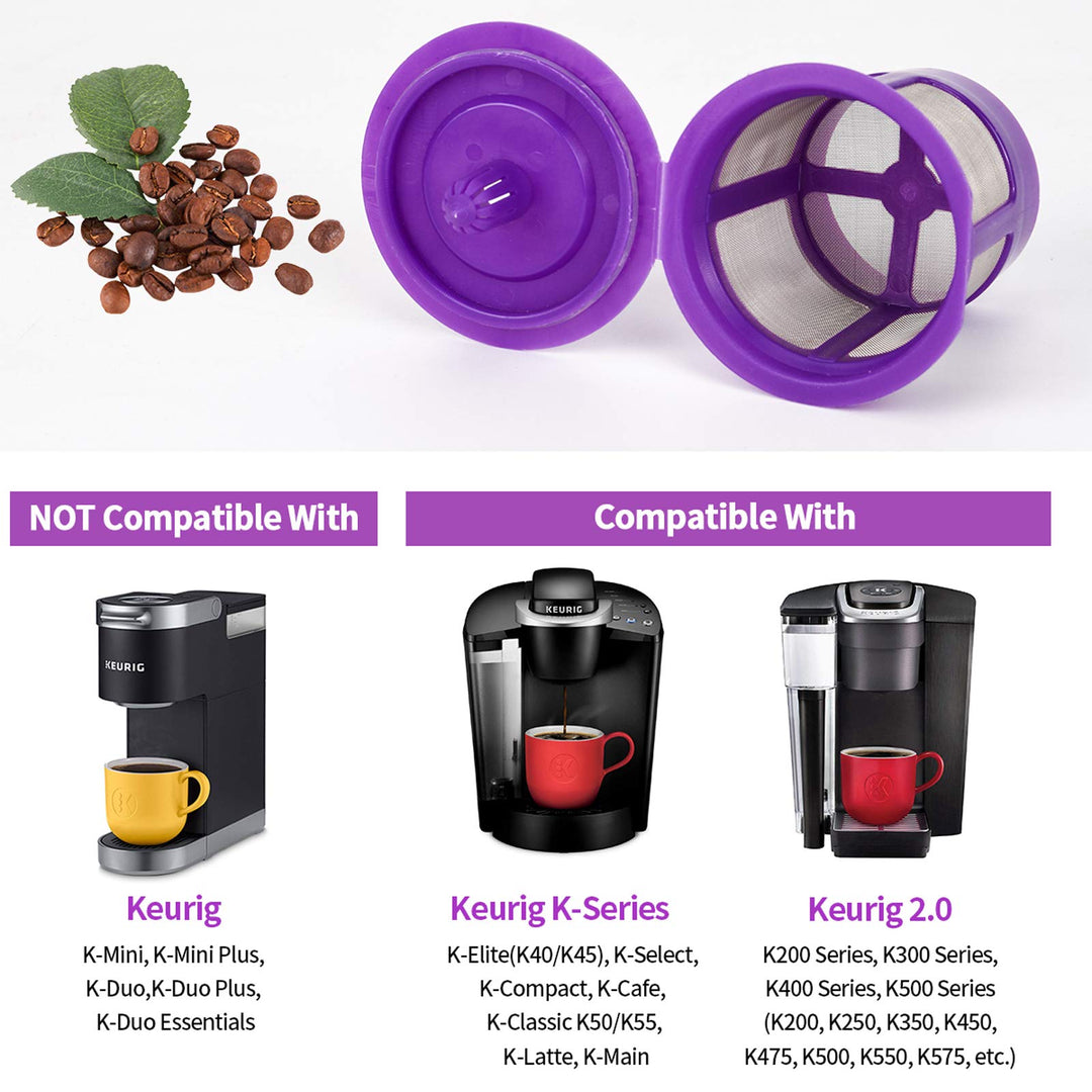 Reusable Keurig K Cups Pod Coffee Filters for Keurig 2.0 &amp; 1.0 Brewers, Universal Refillable KCups, Keurig filter, Reusable Kcup, K Cup K-cups Reusable Filter 4 Packs