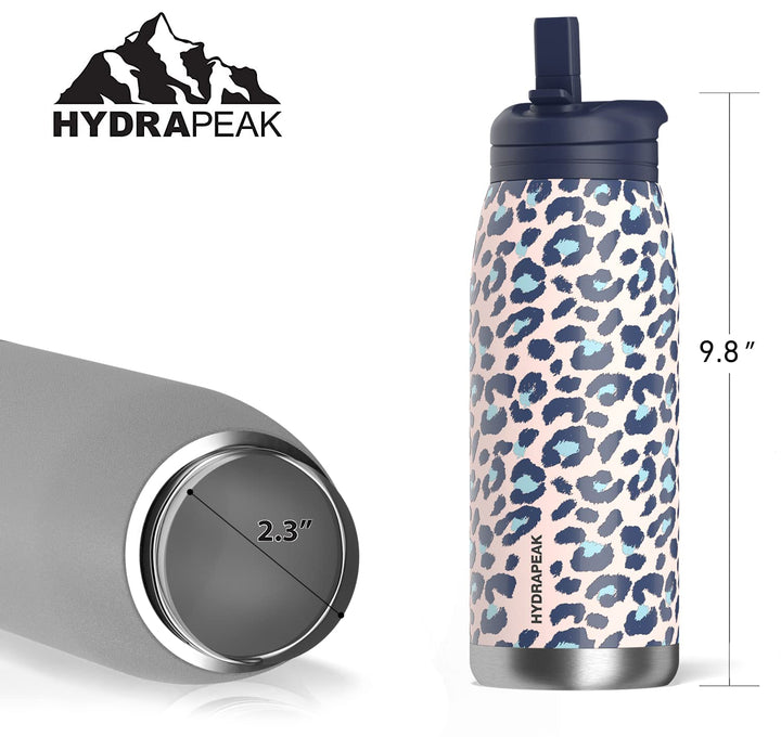 Artisan 32oz Insulated Water Bottles with Straw Lids | Leak-Proof and Vacuum Insulated, Double Walled Stainless Steel Water Bottles Featuring Chic and Stylish Designs (Pink Leopard)