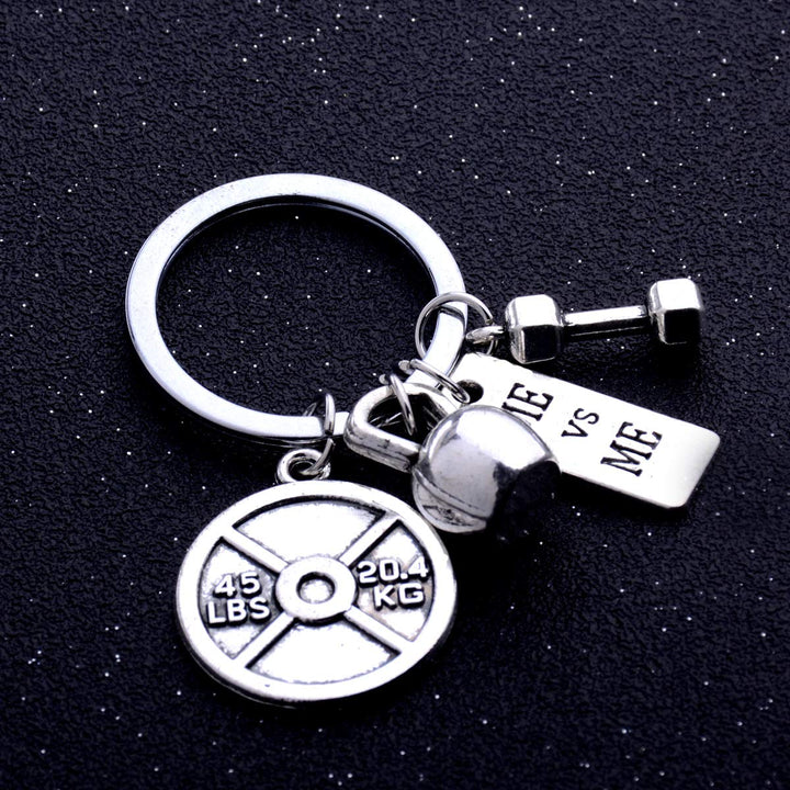 Encouragement Workout Gifts for Women Men Barbell Dumbell Kettlebell Sports Charms Me VS Me Keychain