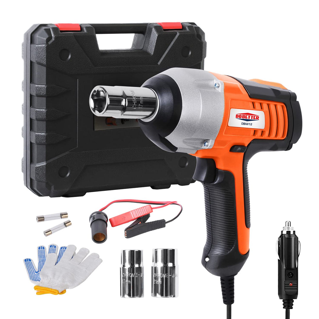 Electric Impact Wrench 12V Impact Wrench, 1/2” Car Impact Wrench Corded Power Impact Wrench Kit with Sockets and Carry Case -DBIW12
