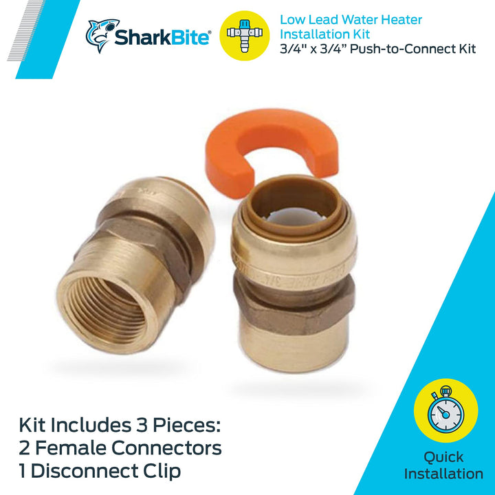 SharkBite 3/4 Inch Water Heater Connection Kit, Push to