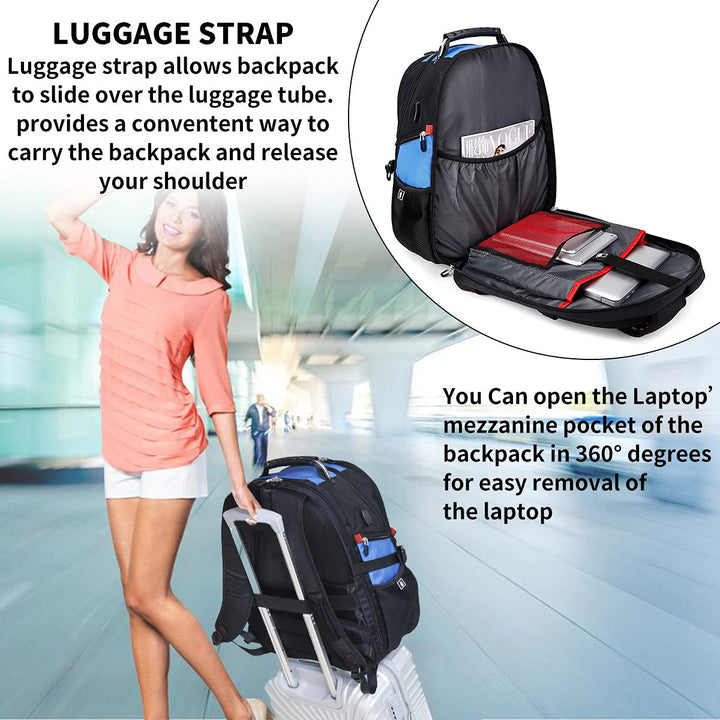 SHRRADOO Extra Large 50L Travel Laptop Backpack with US