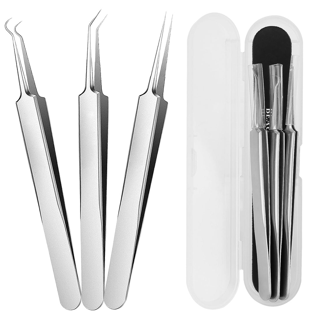Blackhead Remover Comedone Extractor, 3 in 1 Professional Stainless Skin Zit Acne Blemish Whitehead Popping Removing Surgical Tools Set, Silver