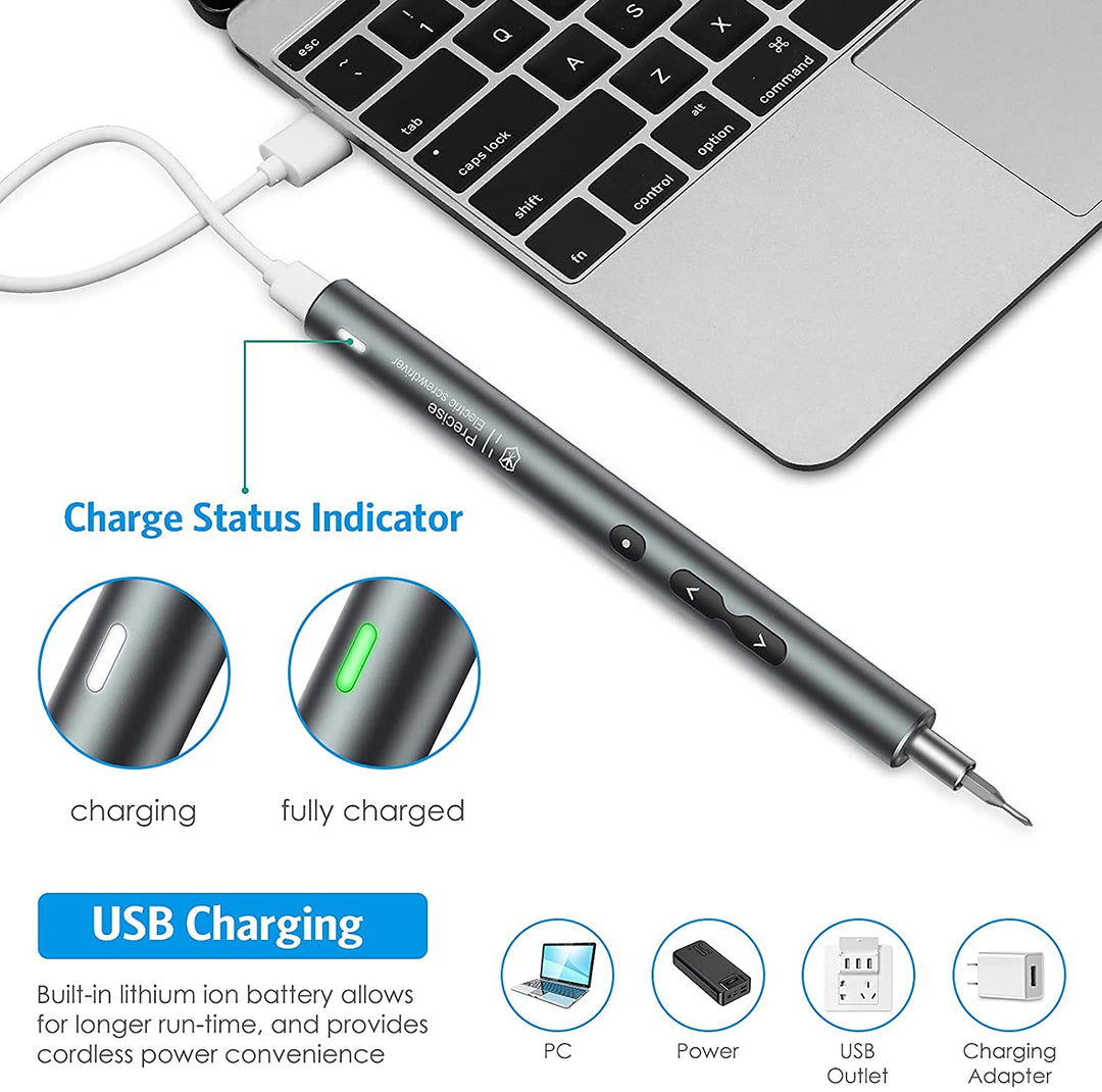 Electric Screwdriver 28-in-1 Cordless Mini Power Precision Screwdriver Set with 24 Bits, Rechargeable Repair Tool Kit for Phones Watch Laptops
