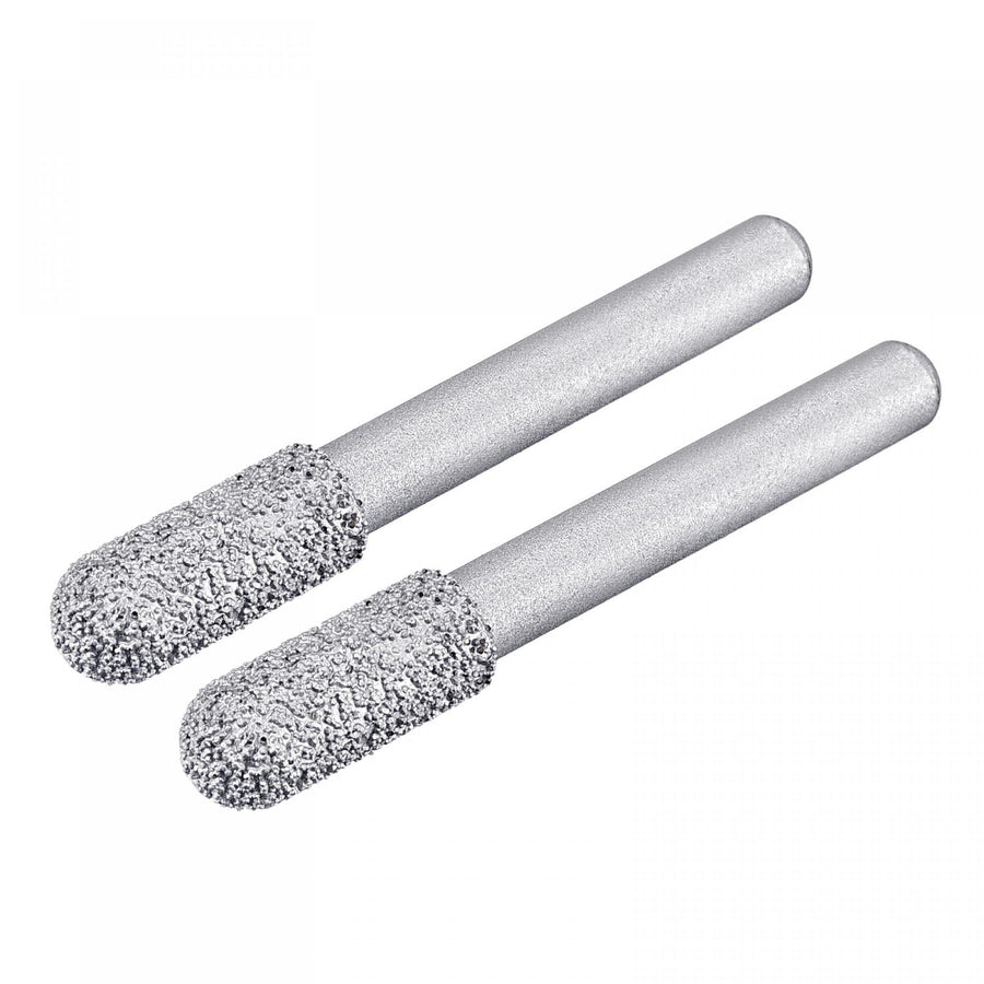 Diamond Mounted Points 60 Grit 8.5mm Brazed Grinder Round Head 6mm Shank Grinding Rotary Bit Marble Stone Carving Tool 2pcs