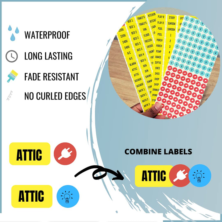 Circuit Beaker Box Sticker Labels- 3 Sheet Set Vinyl Decals for Fuse Box. Easy to Read Color Coded for Breaker Panel Boxes. Easy Identification. Weatherproof and Highly Adhesive. 129 Stickers.