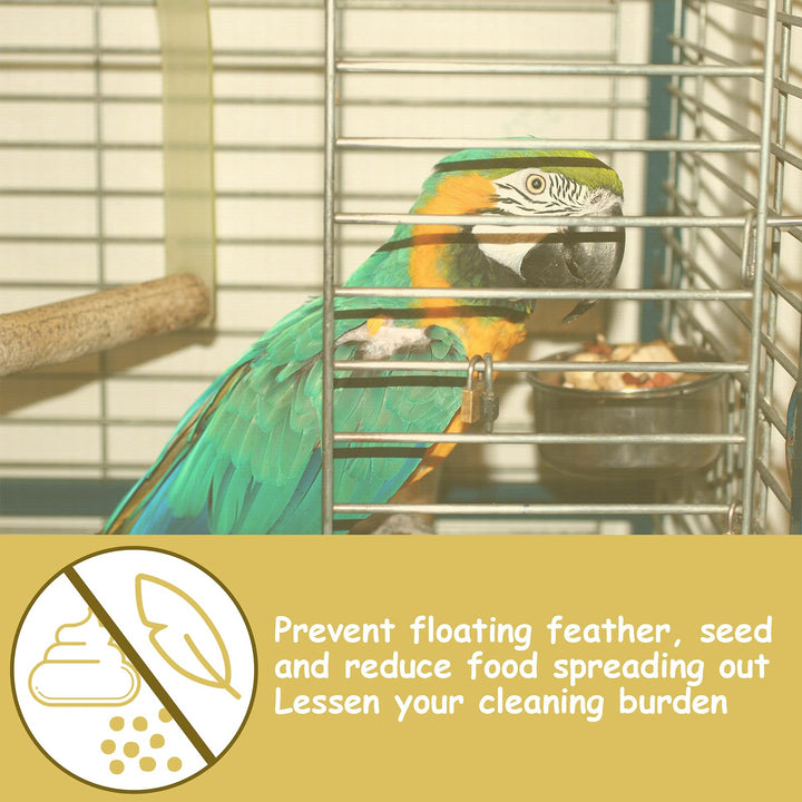 Adjustable Bird Cage Net Cover Birdcage Seed Feather Catcher Soft Skirt Guard Birdcage Nylon Mesh Netting for Parrot Parakeet Macaw Round Square Cages (Yellow, 118 x 15 Inch/ 300 x 37 cm)