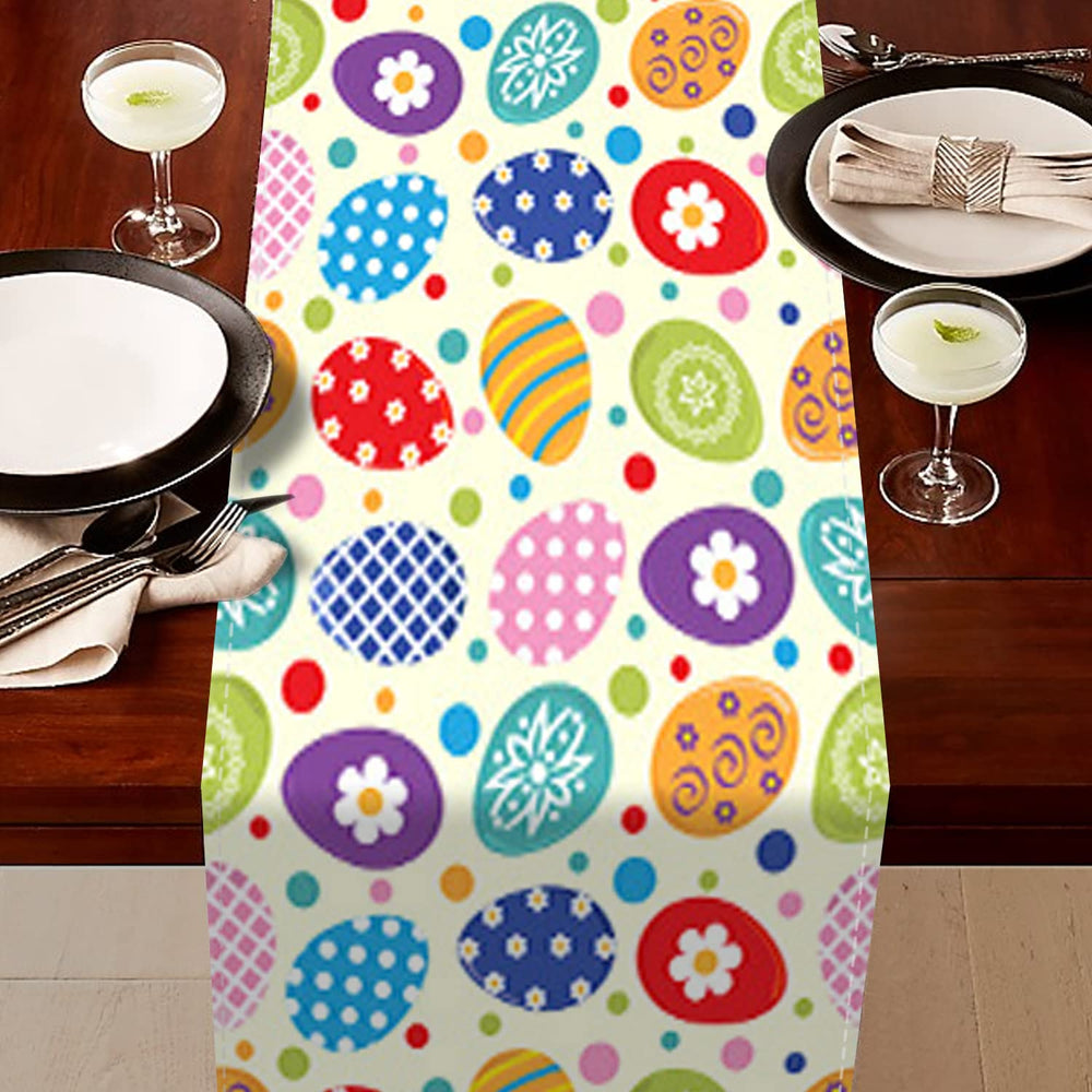 Easter Table Runner, 13x72 Inch Linen Easter Style Decor for Dining Table, Coffee Table, Holiday Parties, Easter Decorations