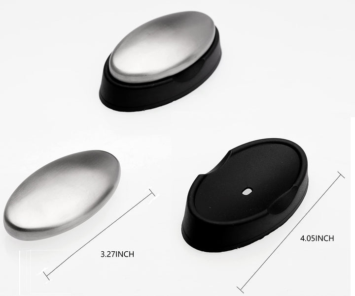 Stainless Steel Soap, 3 pcs Stainless Steel Bar Soap, Metal Soap, Odor Removing Soap Bar with Soap Dish, Remove Odor of Onion, Garlic and Fish etc