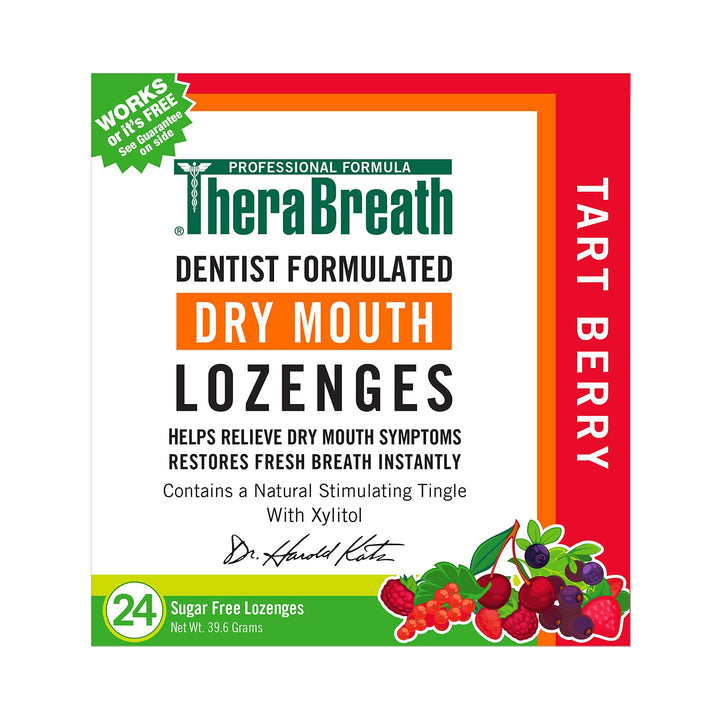 TheraBreath Dry Mouth Lozenges with ZINC, Tart Berry Flavor, 24 Lozenges