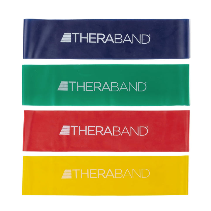 THERABAND Resistance Band Loop Set, Pack of 4, 12 Inch Band Loop Kit for Legs &amp; Butt Workouts, Beginner to Advanced Levels for Exercise, Rehab, Physical Therapy, Stretching, &amp; Strength Training
