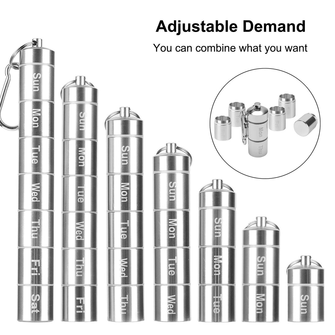 Rely2016 Weekly Pill Fob, Aluminum Alloy Waterproof Pil