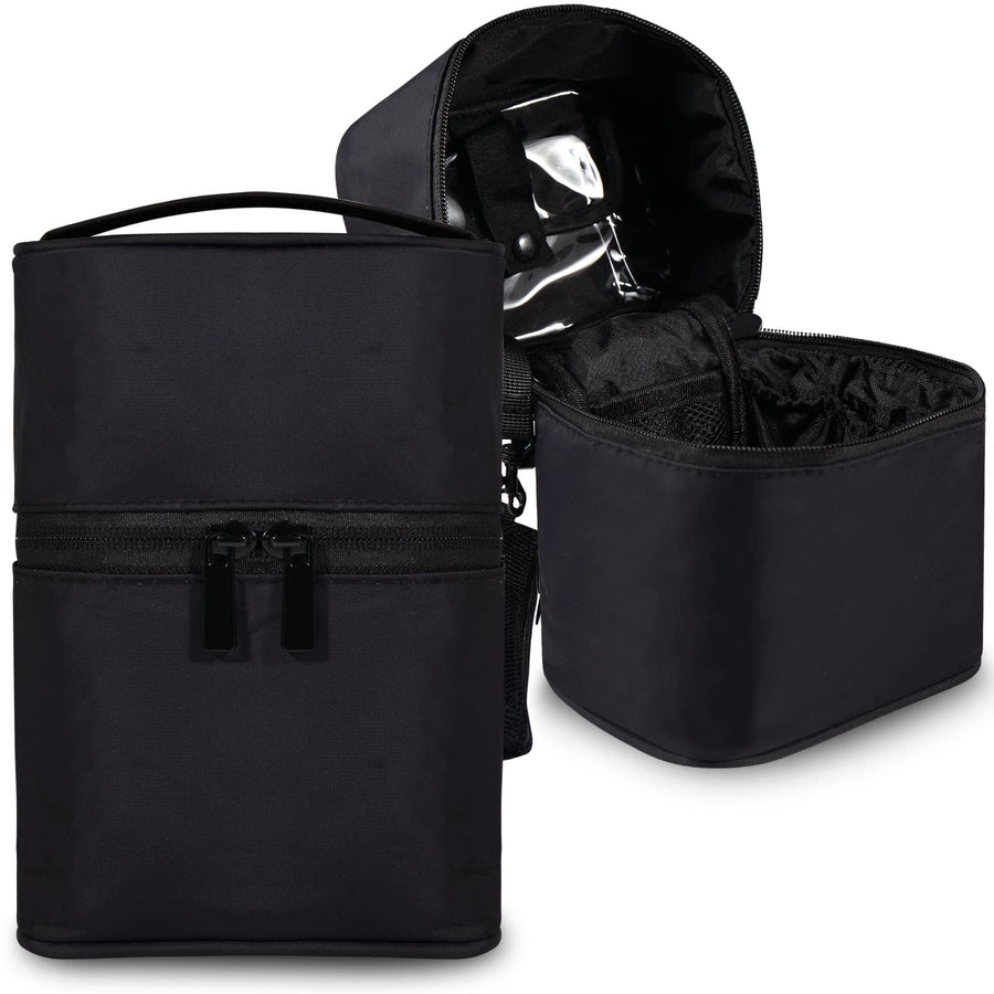 Black: Makeup Brush Organizer Artist Makeup Bag Brushes Set Case Professional Travelling Brush Pen Pencil Holder Make Up Cup Storage Organizer Case Pencil Pouch Cosmetic Bag for T