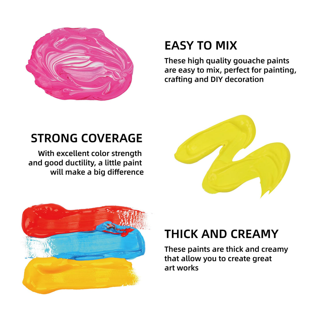 HIMI Gouache Paint Set Jelly Cup 18 Vibrant Colors Non Toxic Paints with Portable Case Palette for Artist Canvas Painting Watercolor Papers, Rich Pigment, 30ml/Cup
