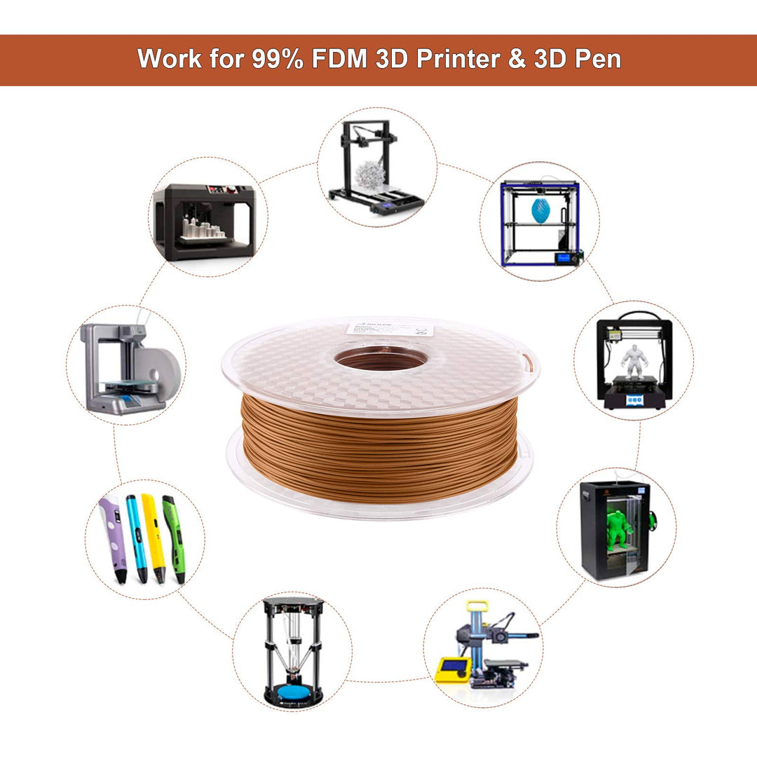 PLA 3D Printer Filament, Pla Filament Red Wood PLA Printing Filament 1.75mm 15% Real Wood,1KG Cherry Wood Color Nature Wood Texture