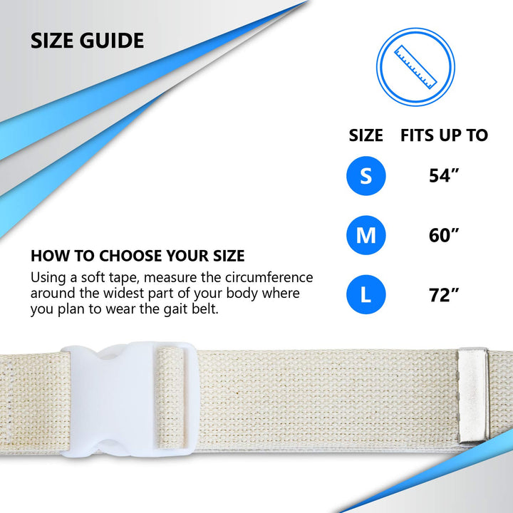 NYOrtho Plastic Buckle Gait Belt - Adjustable Machine Washable Strong and Durable Material Latex Free, Pastel, 72
