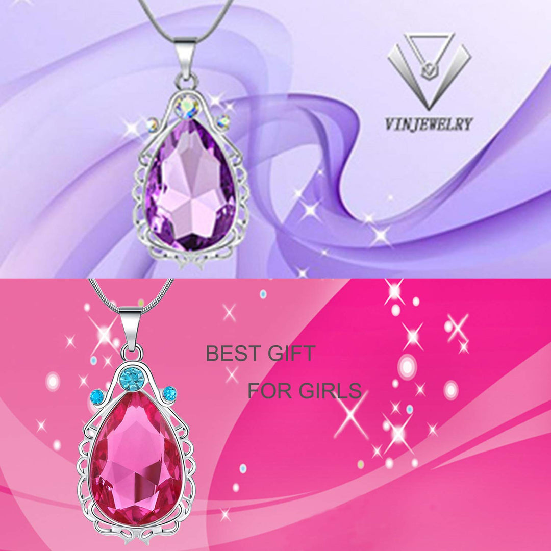 2 Pcs Sofia the First Amulet and Elena Princess Necklac