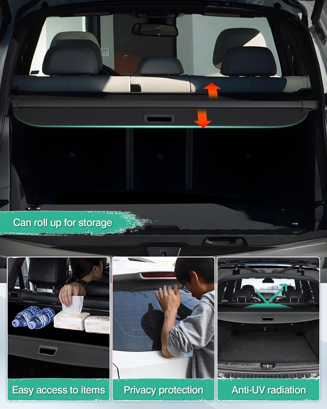 Cargo Cover for 2007-2017 2018 BMW X5 Accessories Trunk Cover Retractable Trunk Shielding Shade Cargo Luggage Cover Black