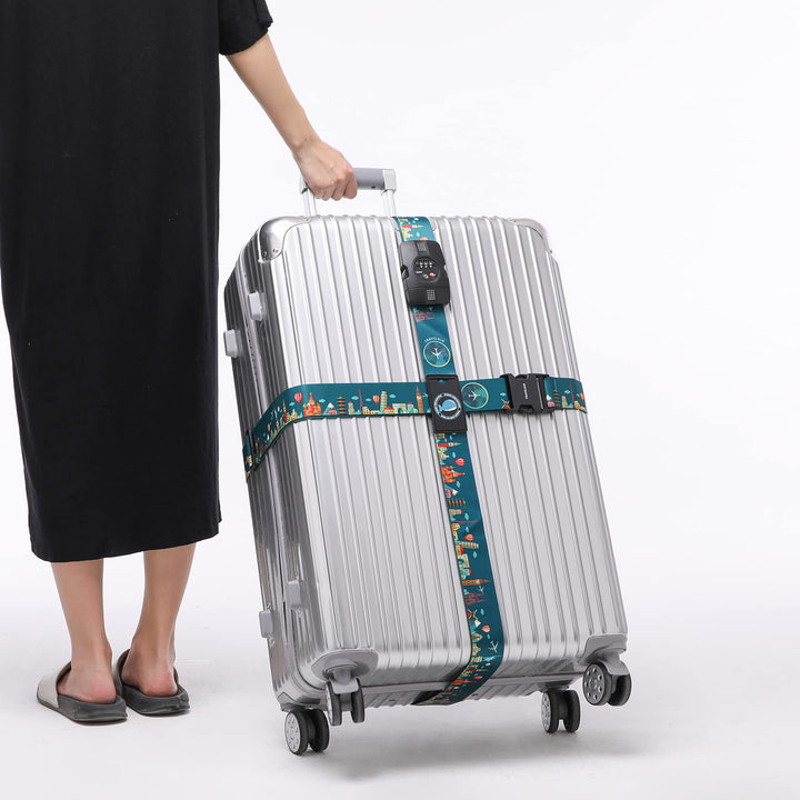 Travelkin Luggage Strap TSA Approved with TSA Lock Adjustable Luggage Strap for Suitcase to Protect Your Luggage (Green)