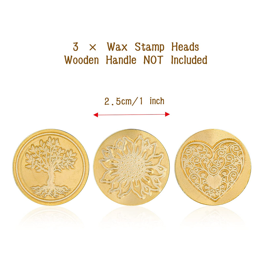 Wax Seal Stamp Heads, Set of 3 Tree of Life, Love, Sunf