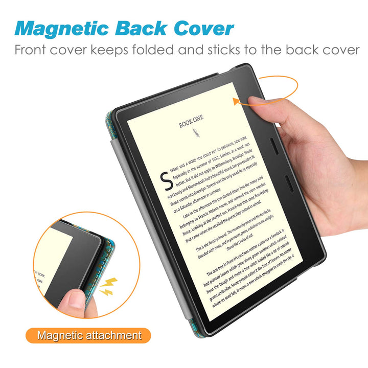 Stand Case for Kindle Oasis (10th/9th Generation, 2019/2017 Release) - Premium PU Leather Sleeve Cover with Card Slot and Hand Strap, Shades of Blue