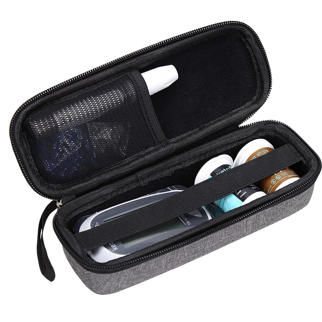Aproca Hard Storage Travel Case, for Keto-Mojo Blood Ketone Test Strips Precision Measurement (Grey)