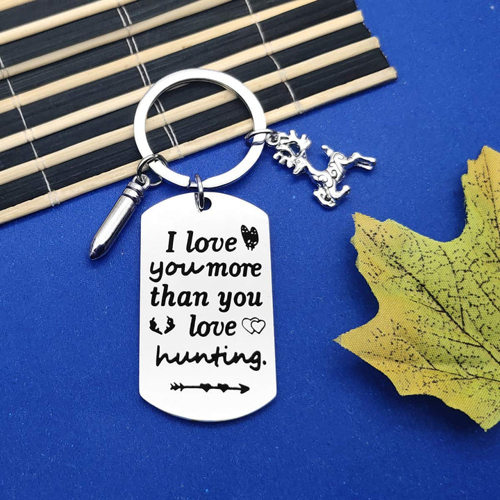 Hunter Keychain Couple Friendship Gift I Love You More Than You Love Hunting Keyring Hunting Lover Gift for Men Birthday Gift Boyfriend Husband Fiance Gift Valentines Day Christmas Keychain Gift