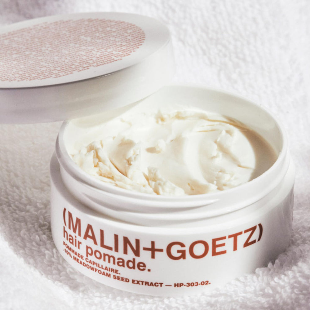 Malin + Goetz Hair Pomade, 2 oz. — Men & Women Hair Styling Product for All Hair Types or Textures, Lightweight All Day Hold, Natural Fragrance & Color, Cruelty-Free & Vegan. 2 fl oz