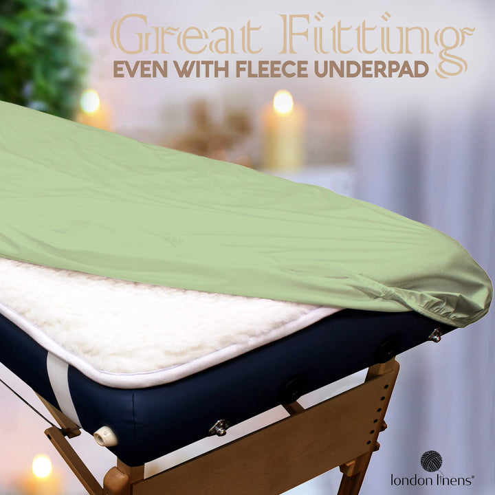 LONDON LINENS 3 Piece Set Massage Table Sheets Set - 100% Natural Cotton Flannel- Includes Massage Table Cover, Massage Fitted Sheet, and Massage Face Rest Cover (Sage Green)