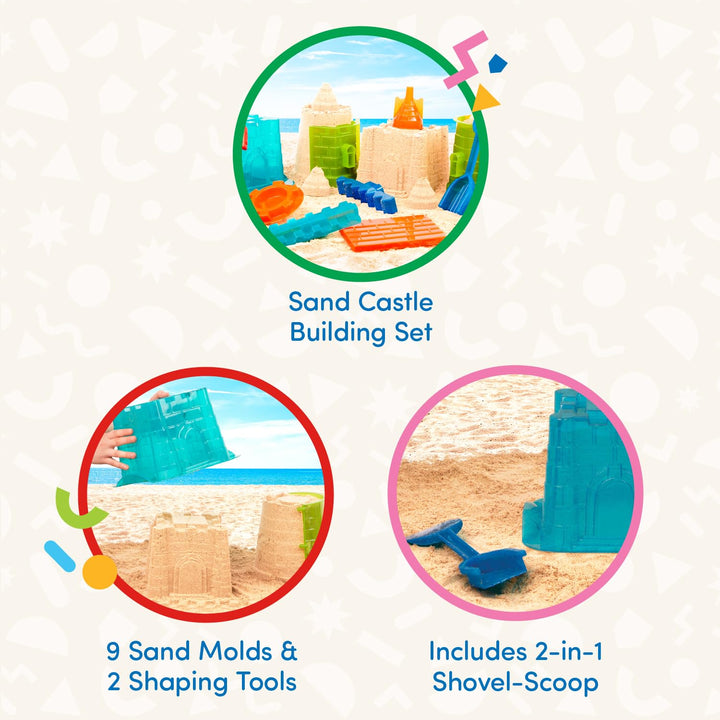 – Sand Toys For Kids – 11Pc Sandcastle Building Kit With Molds And Shovel – Outdoor Sandbox Toys – Sand Castle Play Set – 3 Years + – Sand Castle Play Set