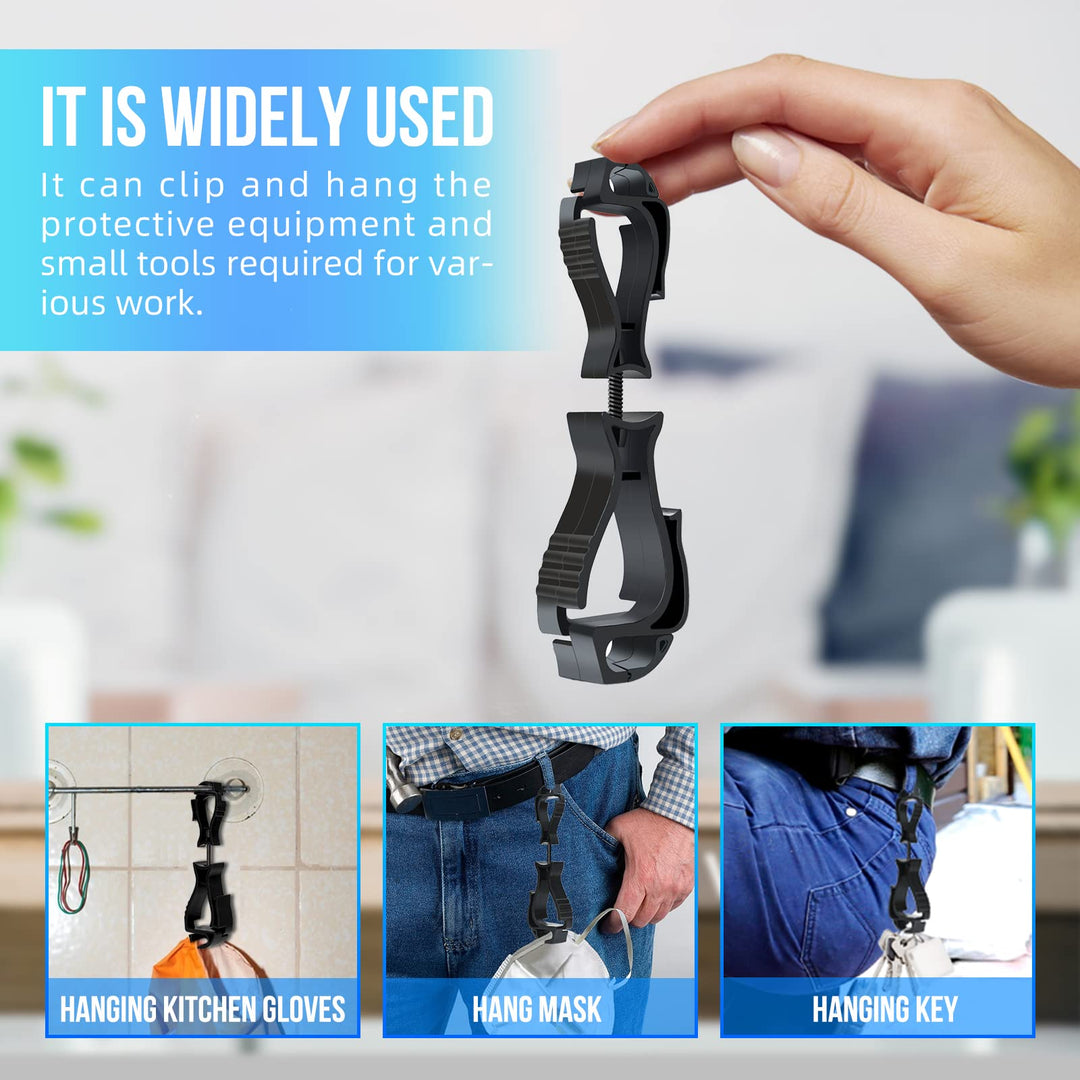 3pcs Glove Grabber Clip Holder work Safety Clip Glove Keeper, Guard Labor Worker Glasses Helmets Hanger Clamp Grabber Catcher(Black)