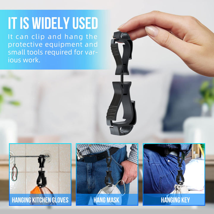 3pcs Glove Grabber Clip Holder work Safety Clip Glove Keeper, Guard Labor Worker Glasses Helmets Hanger Clamp Grabber Catcher(Black)